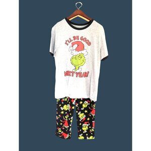 DR. SEUSS- PIJAMA SET SHORT SLEEVE CREW NECK TOP WITH FLEECE BOTTOMS SIZE SMALL